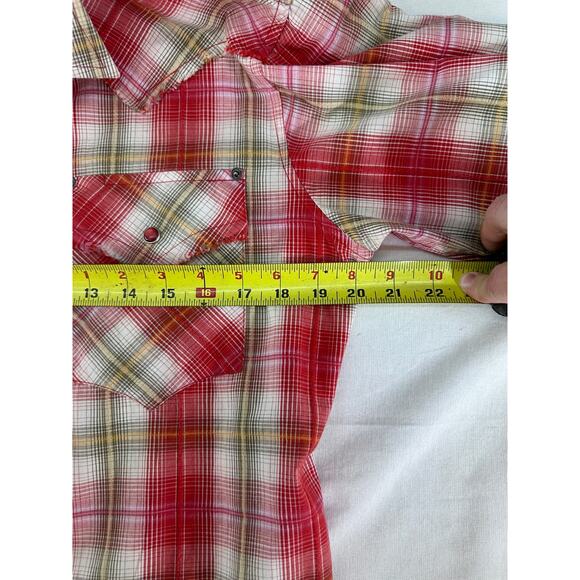 Brooks & Dunn Collection Mens sz M Snap Plaid Red & Green Western Collared Shirt - Picture 6 of 10